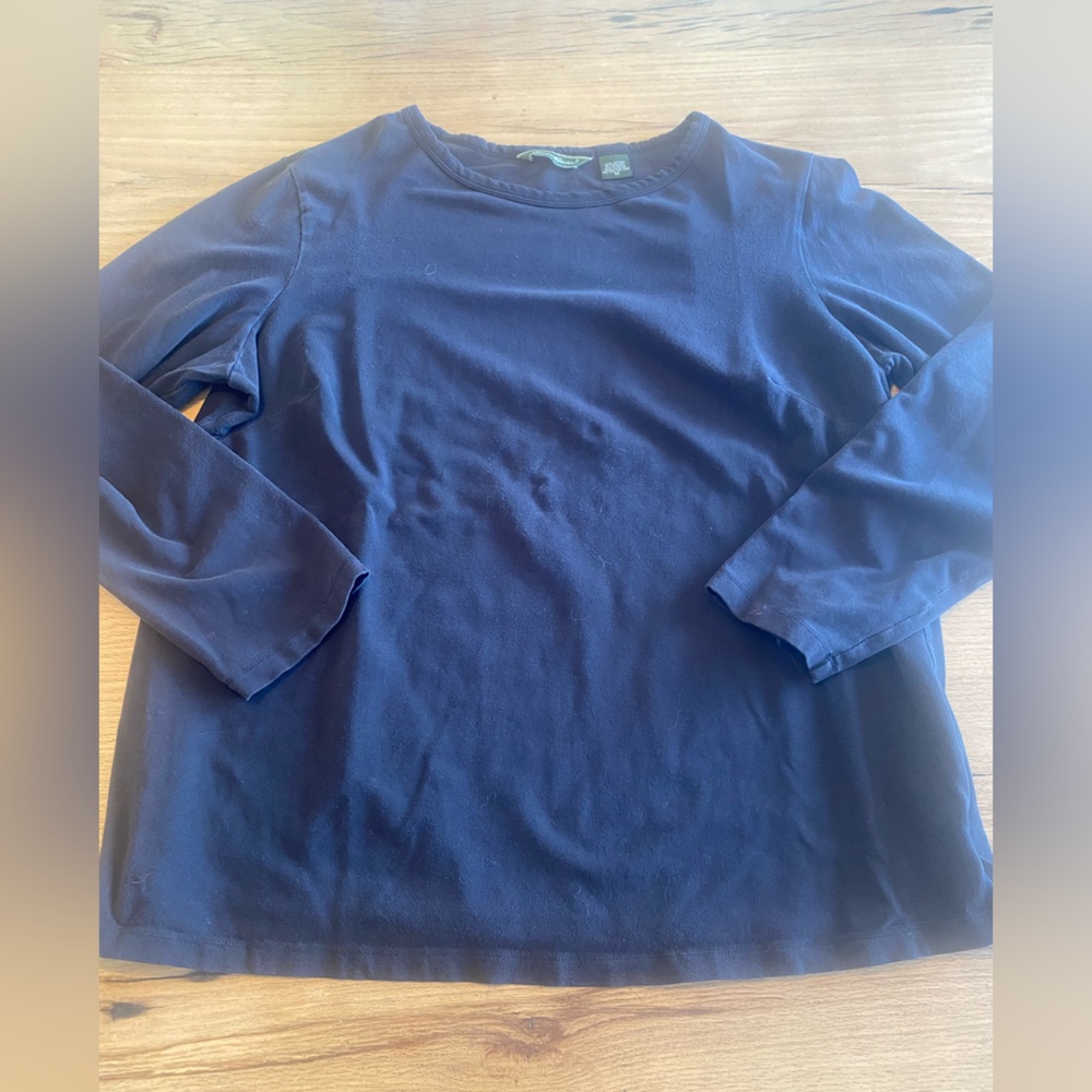 Eddie Bauer Three Quarter Sleeve Round Nexk Tee Shirt Black Women’s‎ 1X Preloved